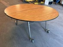 Laminate Top 60in Round Folding Portable Mobile Table, Great Lunch or Card Table, Space Saver