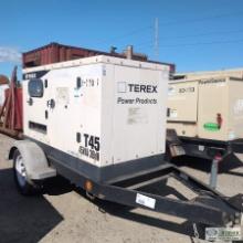 GENERATOR, TEREX MODEL OT451, 36KW, 45KVA, 60HZ, 4 CYLINDER ISUZU DIESEL ENGINE, SINGLE AXLE TRAILER