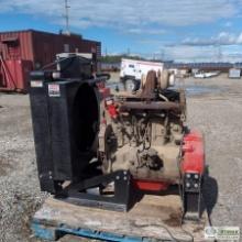 GENERATOR DRIVE ENGINE, JOHN DEERE 4045TF290B, 4 CYLINDER DIESEL, W/ RADIATOR, MOUNTS