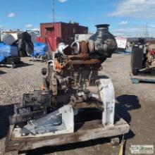 GENERATOR DRIVE ENGINE, JOHN DEERE 4045TF290B, 4 CYLINDER DIESEL, W/ RADIATOR, MOUNTS