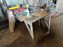 SEVERAL STEEL SHOP TABLES SUPPORT EQUIPMENT