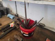 PAIL OF ADJUSTABLE WRENCHES, OFFSET WRENCHES, PIPE WRENCH SUPPORT EQUIPMENT