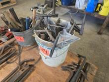 PAIL OF WELDER'S CHIPPING HAMMERS SUPPORT EQUIPMENT