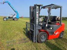 NEW HELI CPYD25 FORKLIFT SN-3C9026 powered by LP engine, equipped with OROPS, 5,000lb lift capacity,