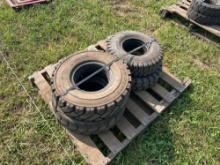 (2) NEW 7.00 X 12 & (2) 6.50 X 9 FORKLIFT TIRES FORKLIFT ATTACHMENT