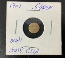 1907 US .5 Gram Gold Coin