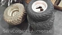 Lot of Various 4-Wheeler Tires/Rims: 2 Honda AT24x9-11, 2 Honda AT24x8-12, 1 Trail Wolf AT21x7-10