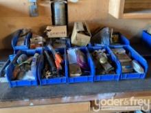 Various Clips, Fittings, Hinges, Clamps (13 Boxes of)