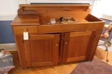 PRIMITIVE DRY SINK DOUBLE DOOR SINGLE DRAWER TOP MEASURES 65 X 20 X 39