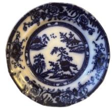 Flow Blue Transfer Ware Plate