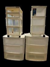 (4) Plastic Storage Carts on Wheels:  (3) Drawer