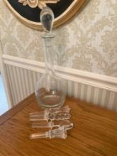Crystal decanter and four crystal stoppers