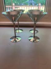 4 silver martini glasses