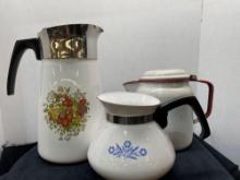 Corning ware coffee pots, vintage enamelware coffee pots, more kitchen items, including pots and