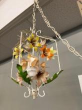 Cottage French tole floral light fixture