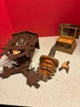 cuckoo clock carved wood face Smallwood music box