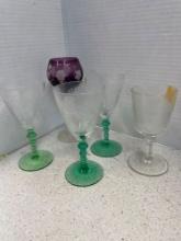 Lotus glass goblets and Culver green highball glasses
