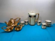 Japan hand painted tea set, 22 karat gold tea set