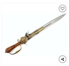 combination weapon Flintlock pistol and short sword reproduction of 1700s German weapon