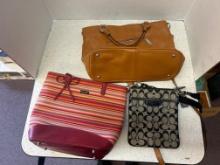 3 purses, Kate Spade, Coach, Kattee