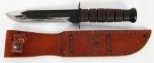 USMC KA-BAR Fixed Blade Knife & Leather Sheath