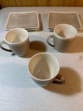 4 Sango Vega Taupa Dessert Plates / 3 Sango Vega Taupe Coffee Mugs