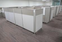 8 OFFICE CUBICLES W/DESK & CABINETS X1