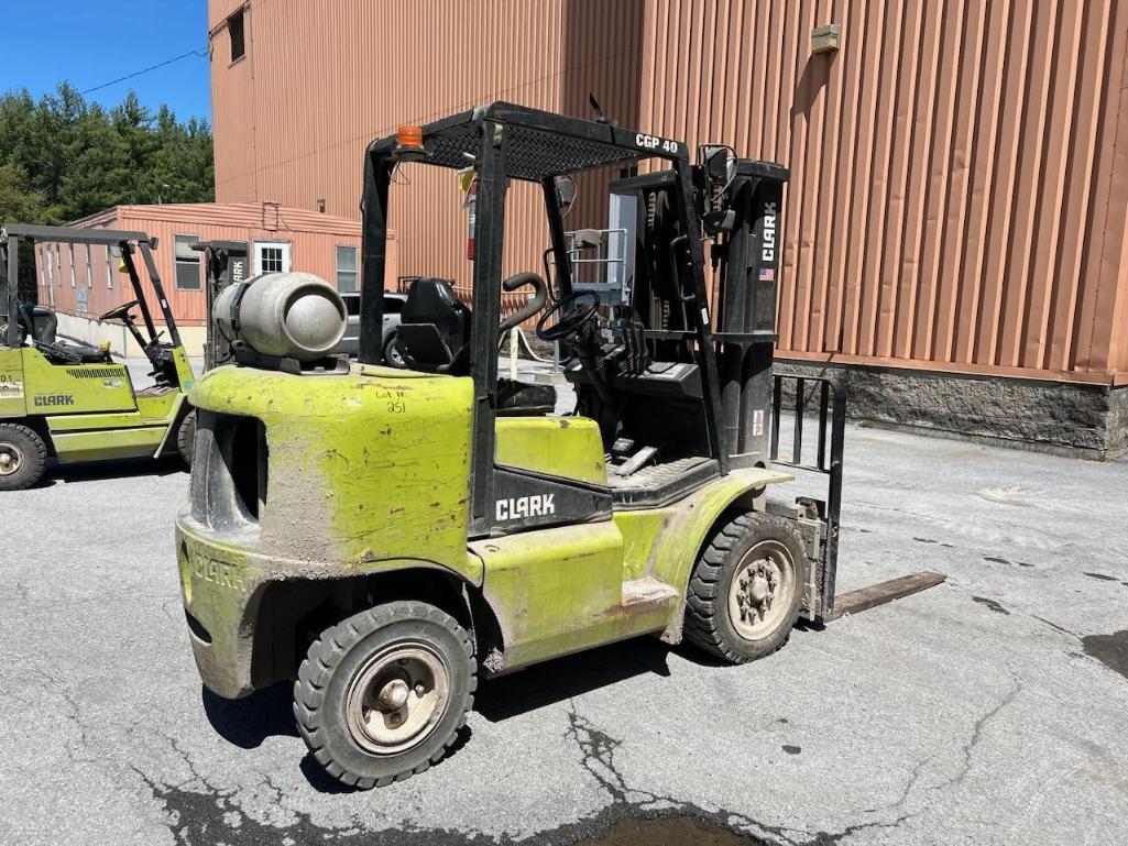 Clark CGP40 8,000 LB. Cap. Forklift, 3-Stage Mast, Sideshift, 48" Forks, 188" Lift Height, 2,360