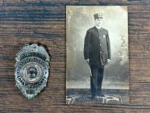 Antique Auxiliary Deputy Sheriff Badge Lorain County With Real Photo Postcard Police Officer