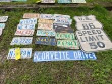 Ohio, Florida, and California license plates with other signs