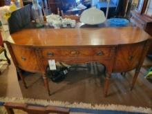 Quality Irwin stenciled sideboard with flatware drawer and column legs
