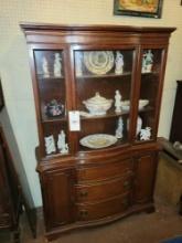 Vintage mahogany one piece hutch with 4 drawer and 3 doors