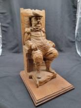 Vintage hand carved seated man bookend