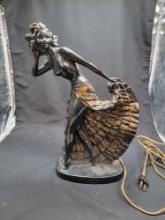 Antique Art Deco style woman tv lamp