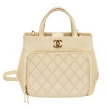 Chanel Beige Leather Business Affinity Shoulder Bag