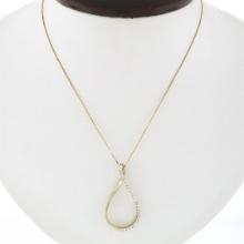 14K Yellow Gold .30 ctw Diamond Open Tear Drop Infinity Loop Pendant 20" Box Cha