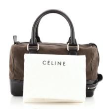 Celine Boston Bag Suede and Leather Small Black, Neutral