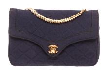 Chanel Navy Blue Fabric Envelope Flap Crossbody Bag