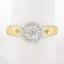 Vintage 18k TT Gold .30 ctw Round Brilliant Pave Diamond High Quality Cluster Ri