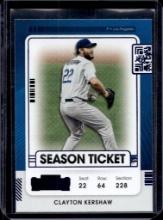 CLAYTON KERSHAW 2021 PANINI CONTENDERS BLUE FOIL COLOR MATCH