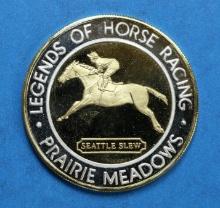 Prairie Meadows Casino 999 Fine Silver Collector's Series Coin Horse Racing Seattle Slew