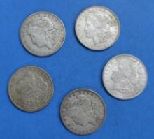 Lot of 5 Silver Morgan Dollar Coins 1921