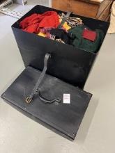 antique box with strap full of scrap material