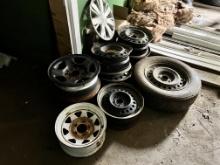 LOT: 8-STEEL RIMS, 16" TIRE & RIM