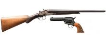 COLT SAA REVOLVER  BELGIAN HAMMER SHOTGUN USED BY