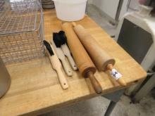 ROLLING PINS, BRUSHES - ONE LOT