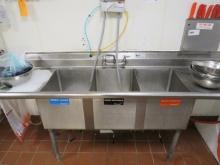 88-INCH 3-COMPARTMENT SINK WITH DRAIN BOARDS