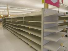 LOZIER GONDOLA SHELVING 78IN TALL 22/22 - 36FT RUN W/4FT END CAPS - SOLD BY THE FOOT