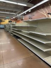 80FT. MADIX GONDOLA SHELVING W/ 22IN. BASES 22IN. UPPER SHELLS AND ONE SIDE BREAD RACKS  - SELLING B