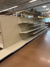 36FT. MADIX GONDOLA SHELVING W/ 22IN. BASES 22IN. UPPER SHELVES AND BREAD RACKS -SELLING BY THE FOOT